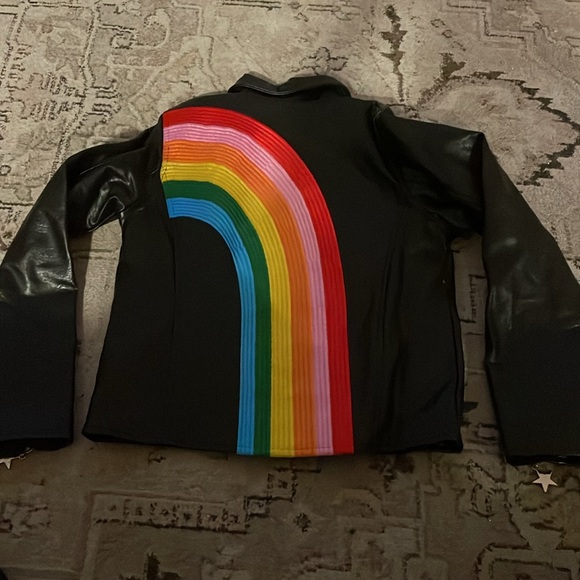 HAPPY RAINBOW VEGAN LEATHER JACKET. Excellent condition. - Picture 5 of 5